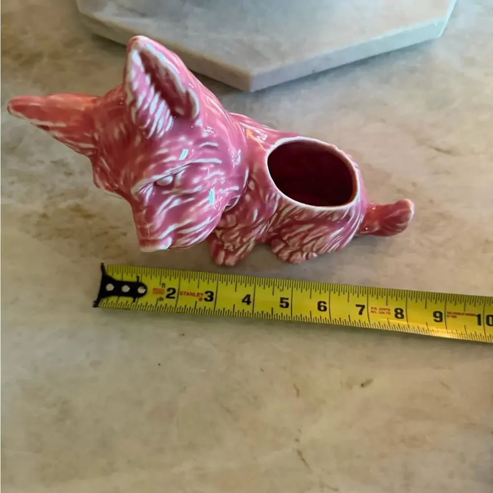 Vintage 50’s pink ceramic Scotty Dog planter